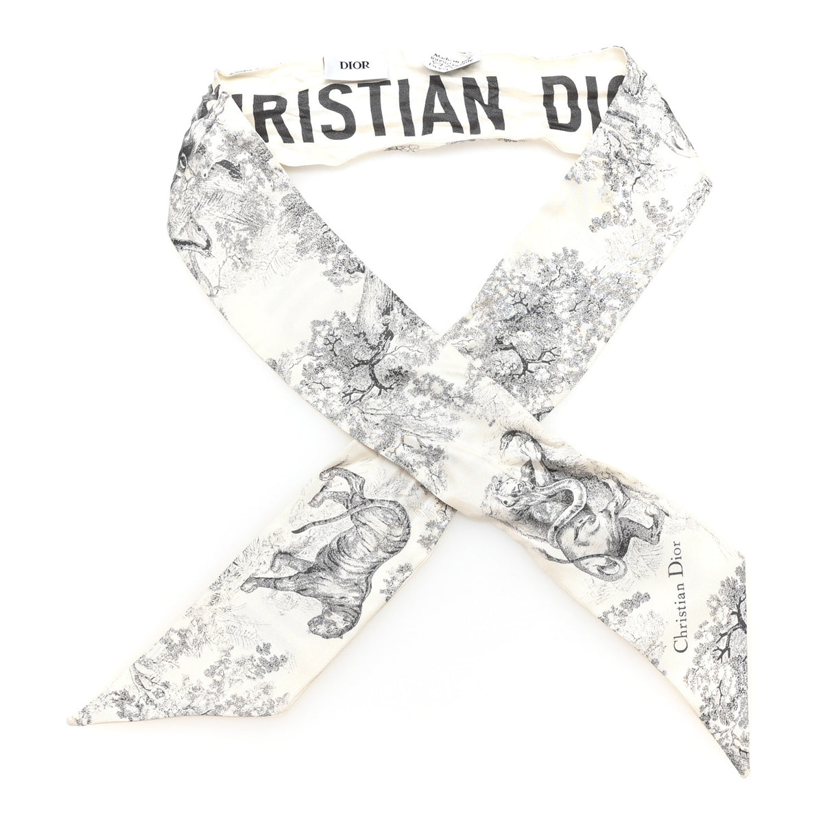 Silk Toile De Jouy Mitzah Scarf White