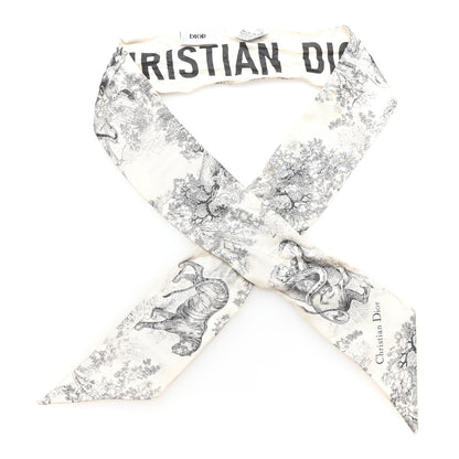 Christian Dior Silk Toile De Jouy Mitzah Scarf White 1 of 3