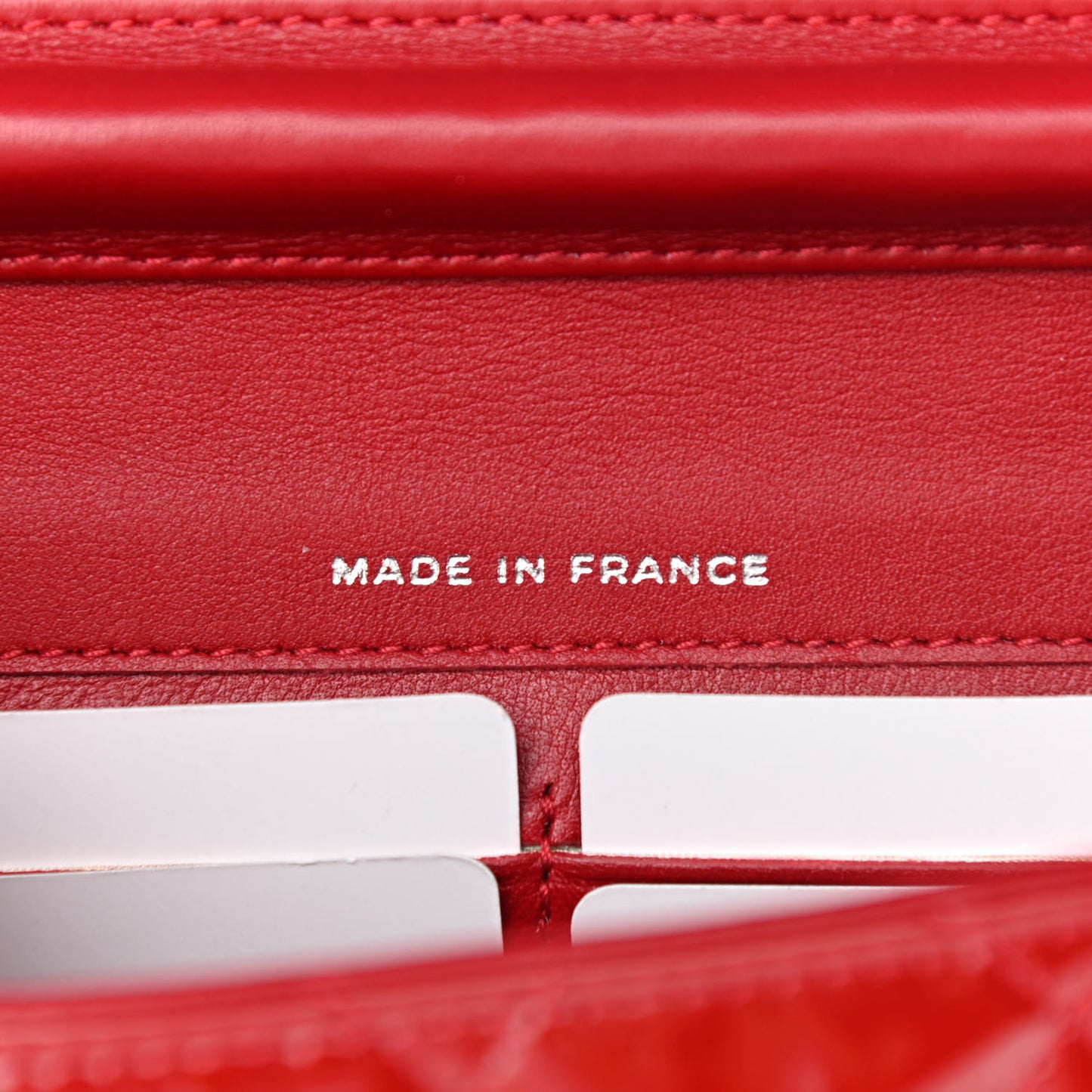 Patent Quilted Brilliant Wallet On Chain WOC Red