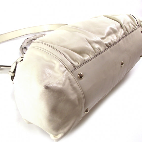 Leather Pop Bamboo Handle Tote