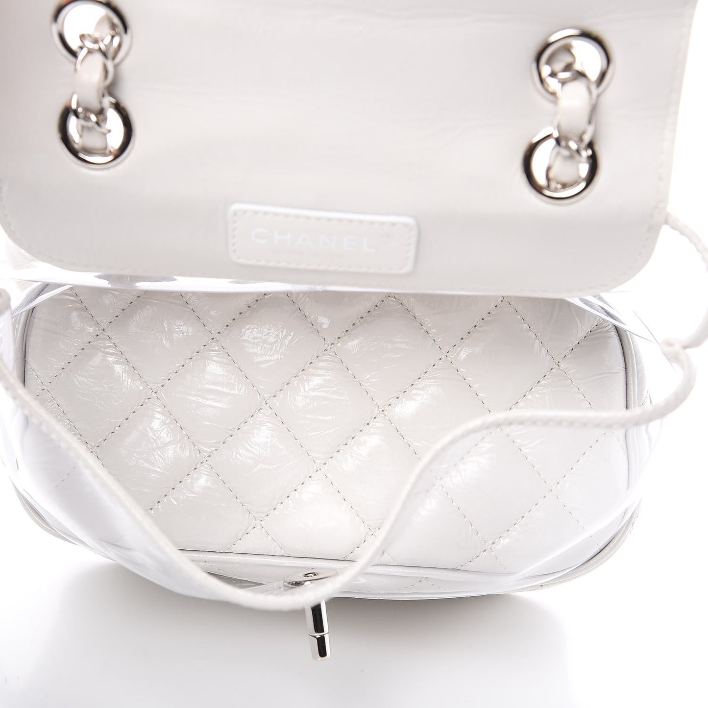 Crumpled Calfskin PVC Quilted Backpack White