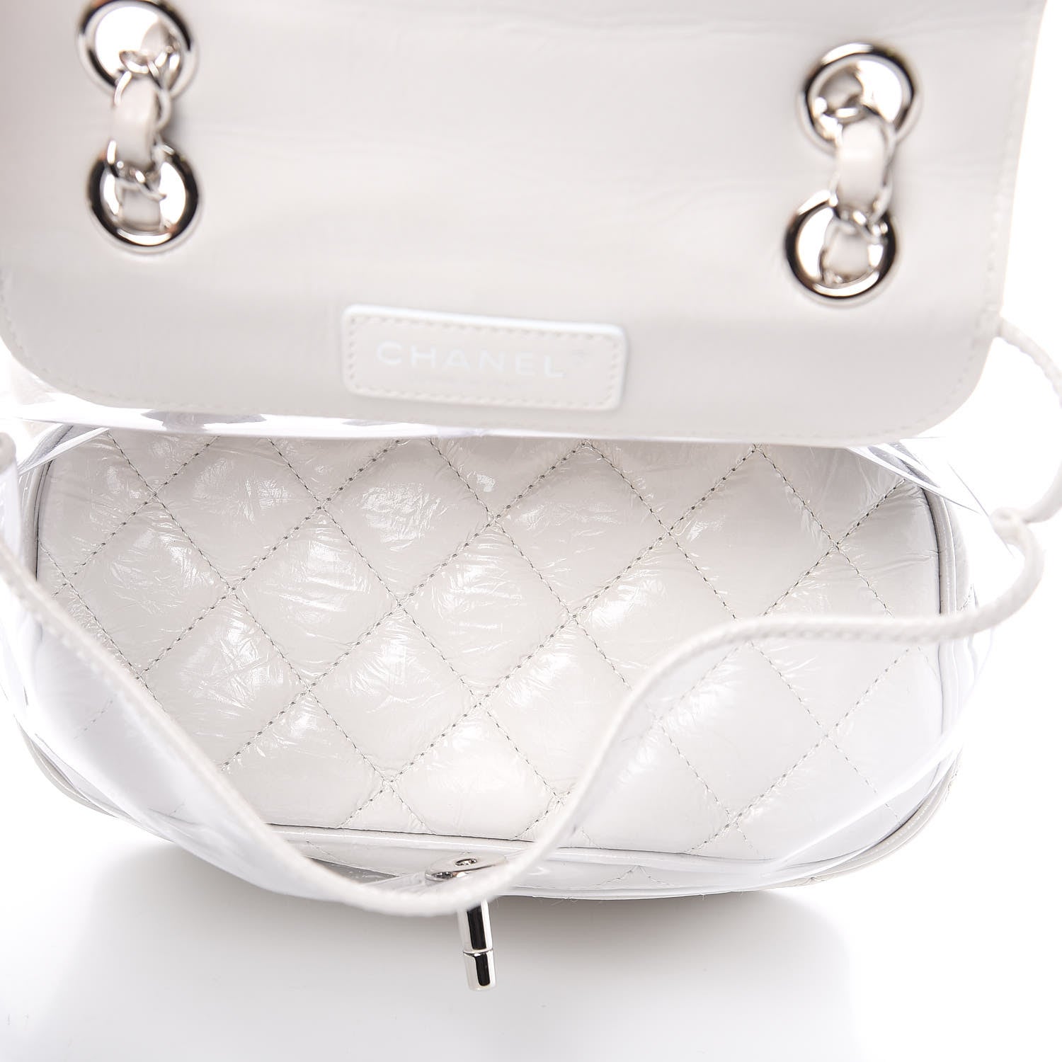 Chanel Crumpled Calfskin PVC Quilted Backpack White 5 of 11