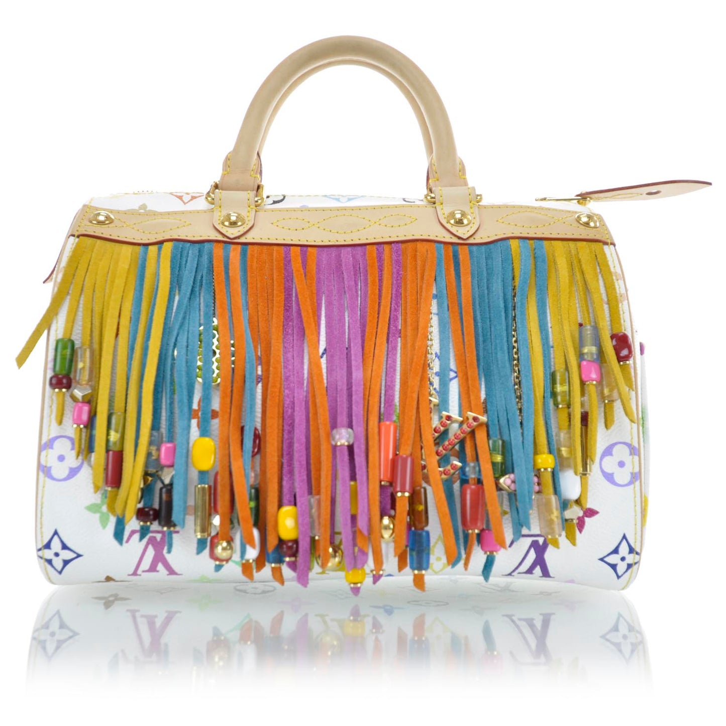 Monogram Multicolor Fringe Speedy 25 White