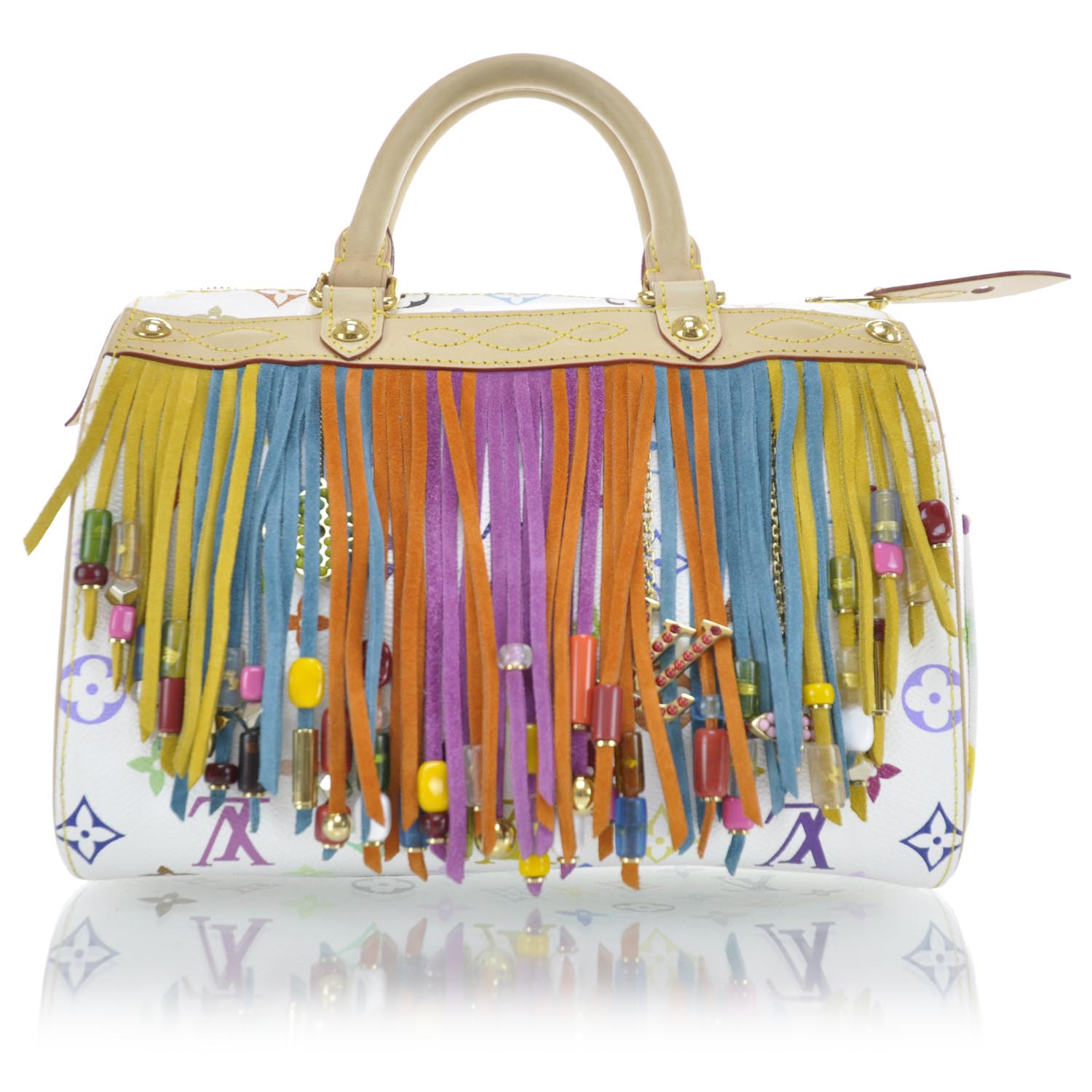 Louis Vuitton Monogram Multicolor Fringe Speedy 25 White 1 of 9