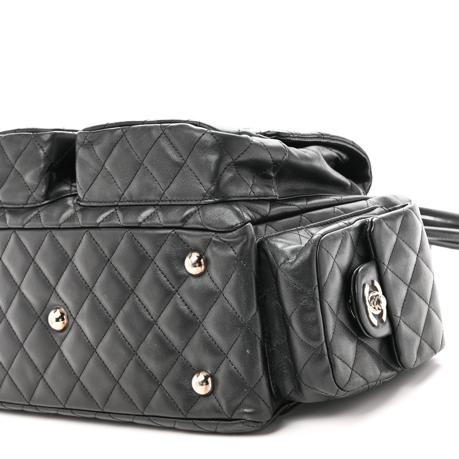 Chanel Calfskin Quilted Large Cambon Multipocket Reporter Black White 10 of 11