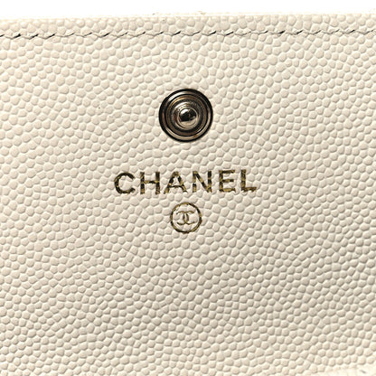 Chanel Caviar Quilted Striated CC Large Gusset Flap Wallet White 6 of 11