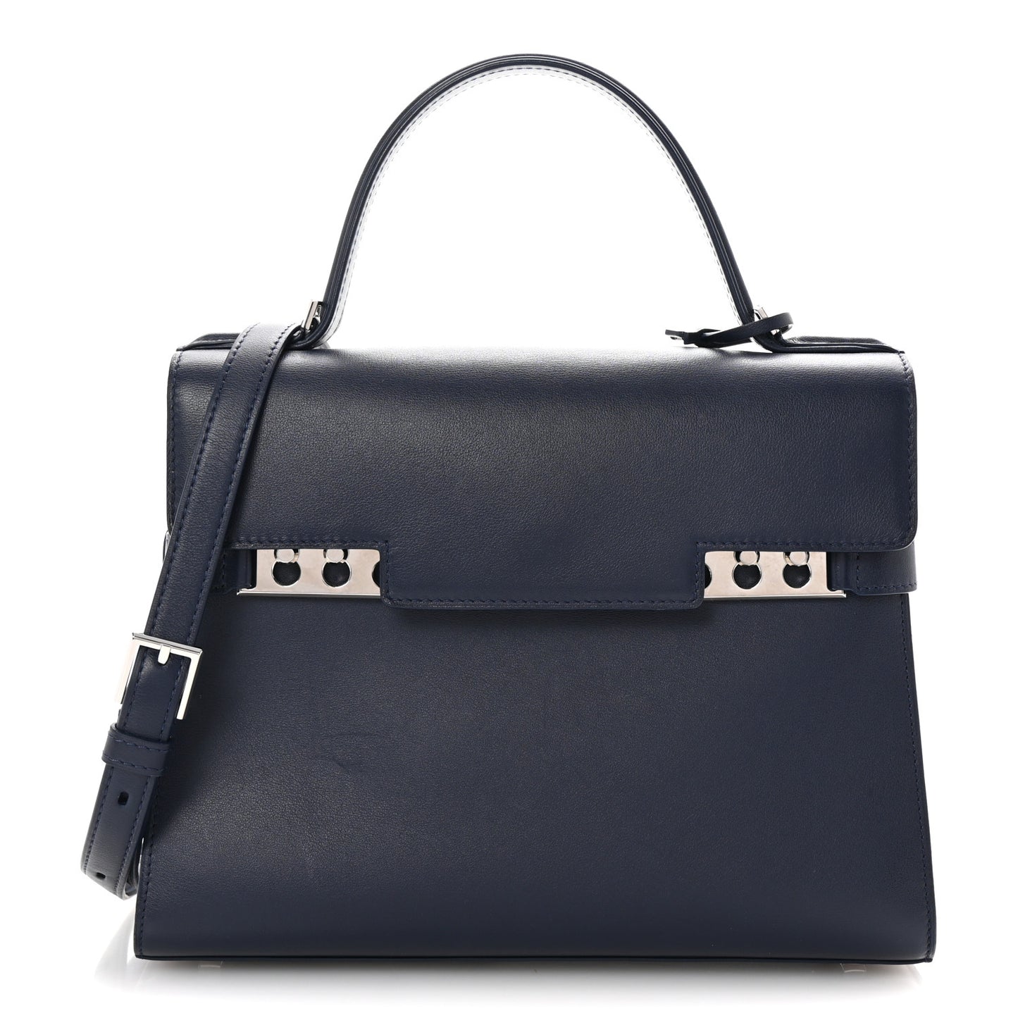 Calfskin MM Tempete Satchel Navy