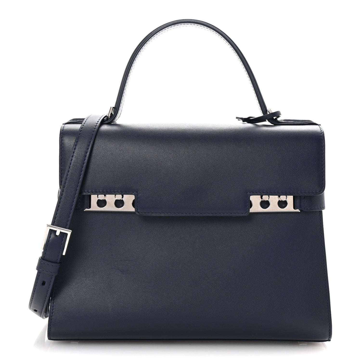 Delvaux Calfskin MM Tempete Satchel Navy 1 of 10