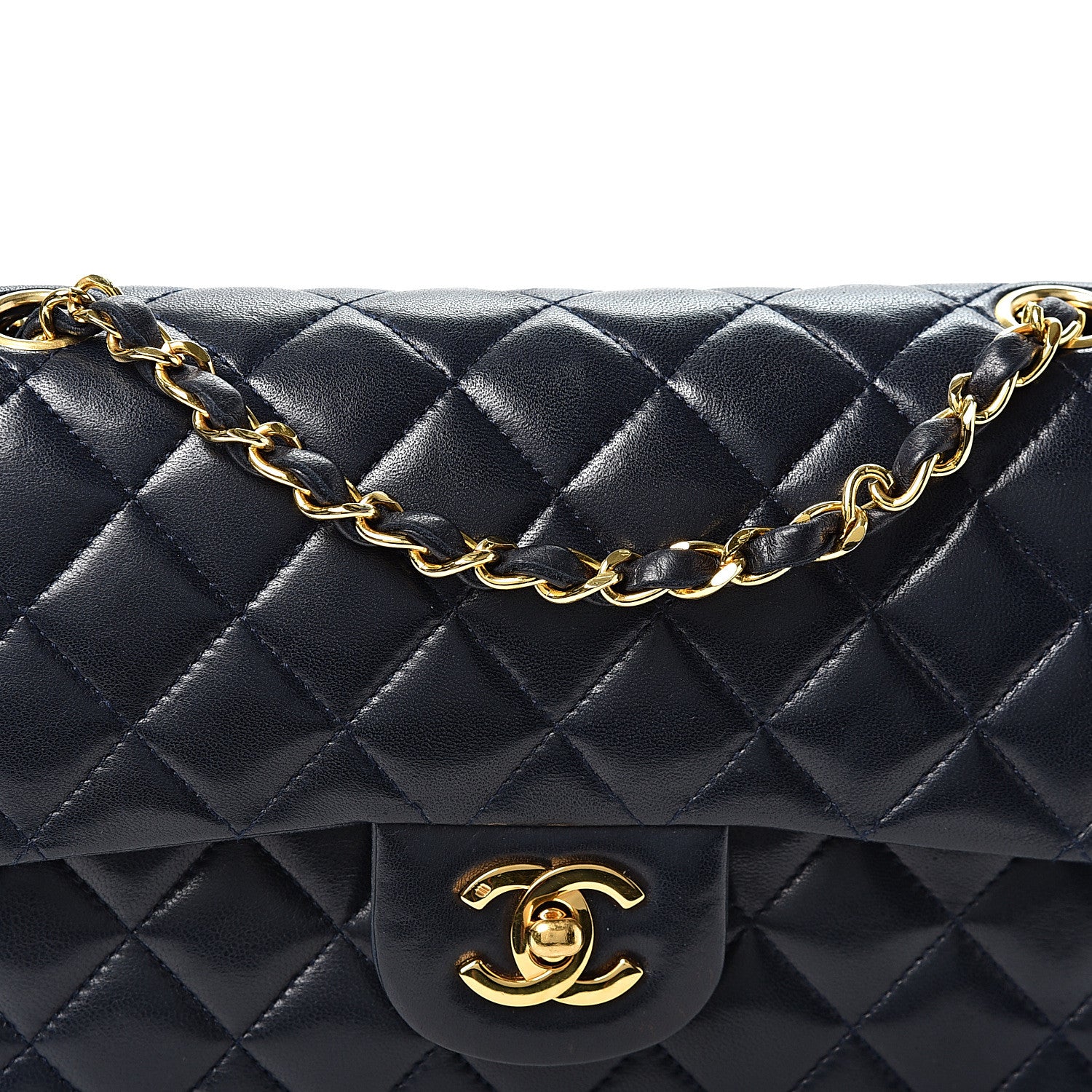 Chanel Lambskin Quilted Medium Double Flap Navy 8 of 12