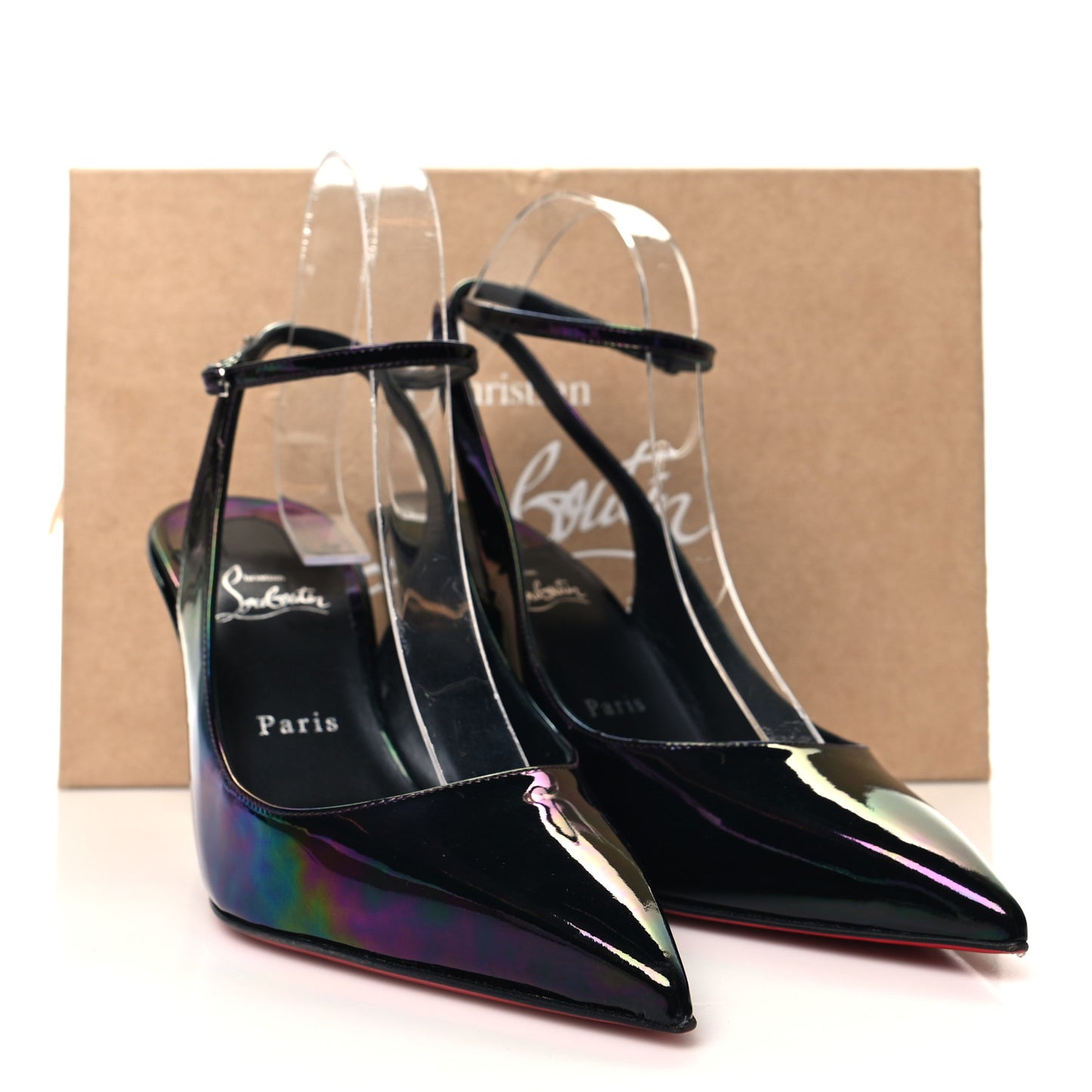 Patent Iridescent Sling Condorage 85 Wedge Pumps 39 Black