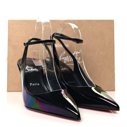 Christian Louboutin Patent Iridescent Sling Condorage 85 Wedge Pumps 39 Black 8 of 8