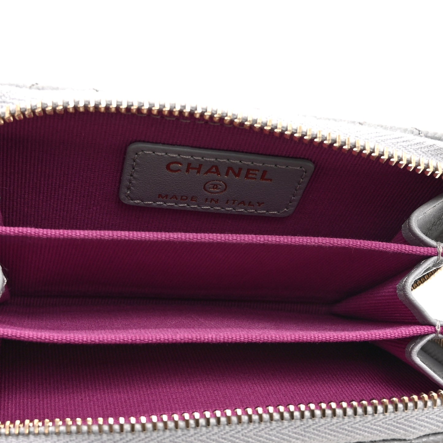 Caviar Quilted Zip Coin Purse Grey