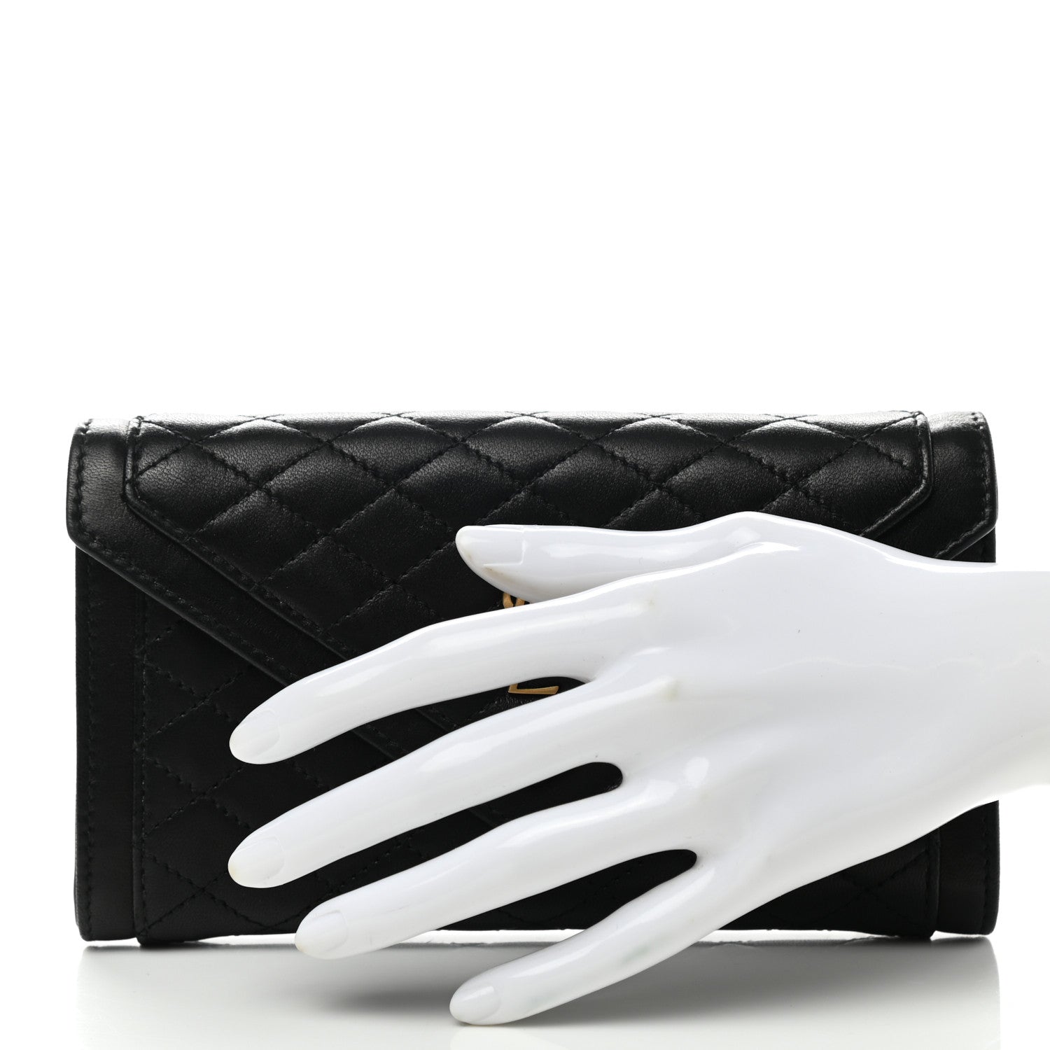 Saint Laurent Lambskin Quilted Monogram Large Gabbie Flap Wallet Black 2 of 7
