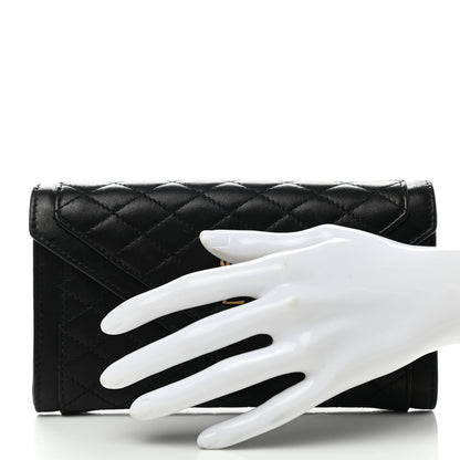 Saint Laurent Lambskin Quilted Monogram Large Gabbie Flap Wallet Black 2 of 7