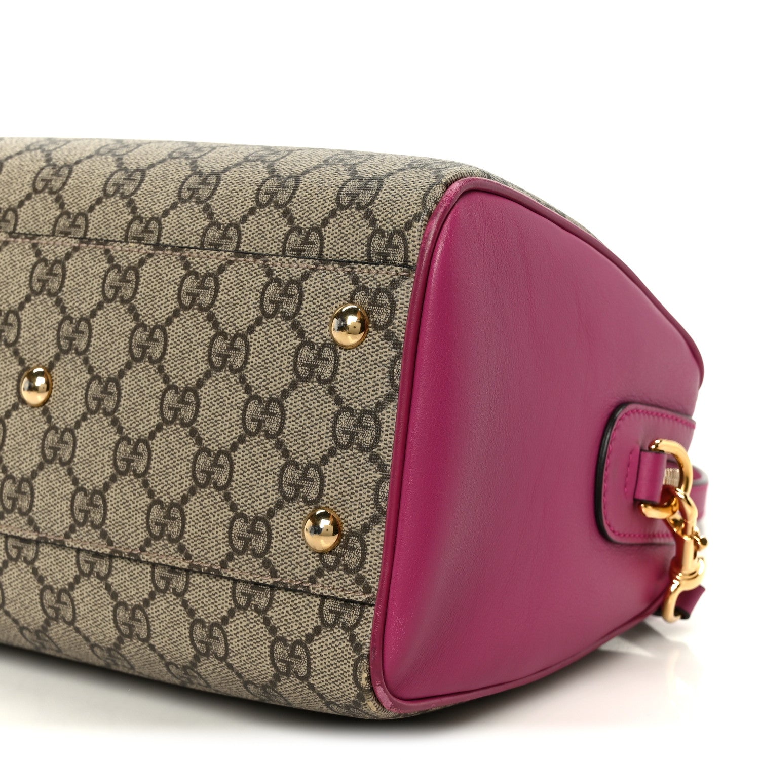 Gucci GG Supreme Monogram Moon Calfskin Small Boston Beige Ebony Hibiscus Red New Rosette 11 of 11