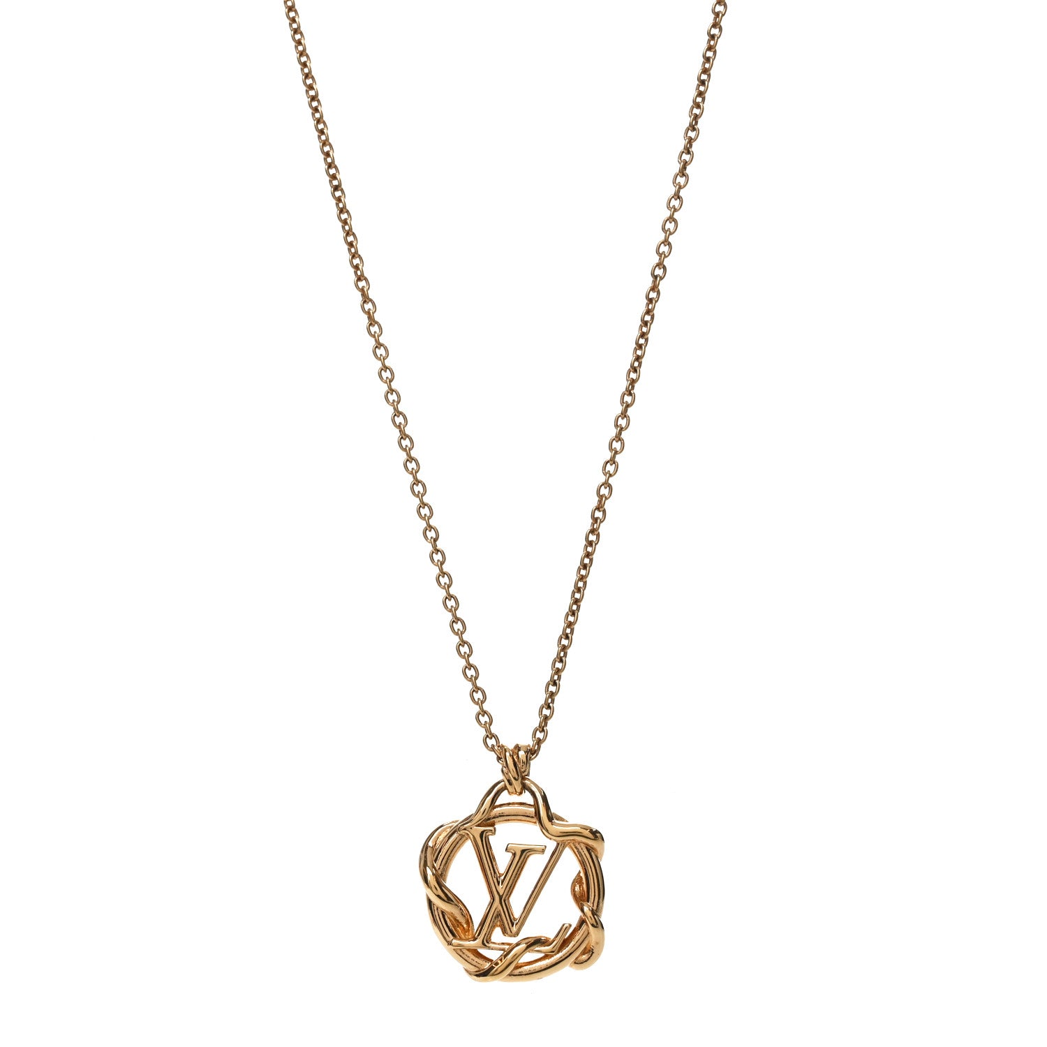 Louis Vuitton Metal LV Garden Louis Pendant Necklace Gold 1 of 6