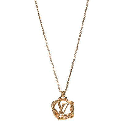 Louis Vuitton Metal LV Garden Louis Pendant Necklace Gold 1 of 6