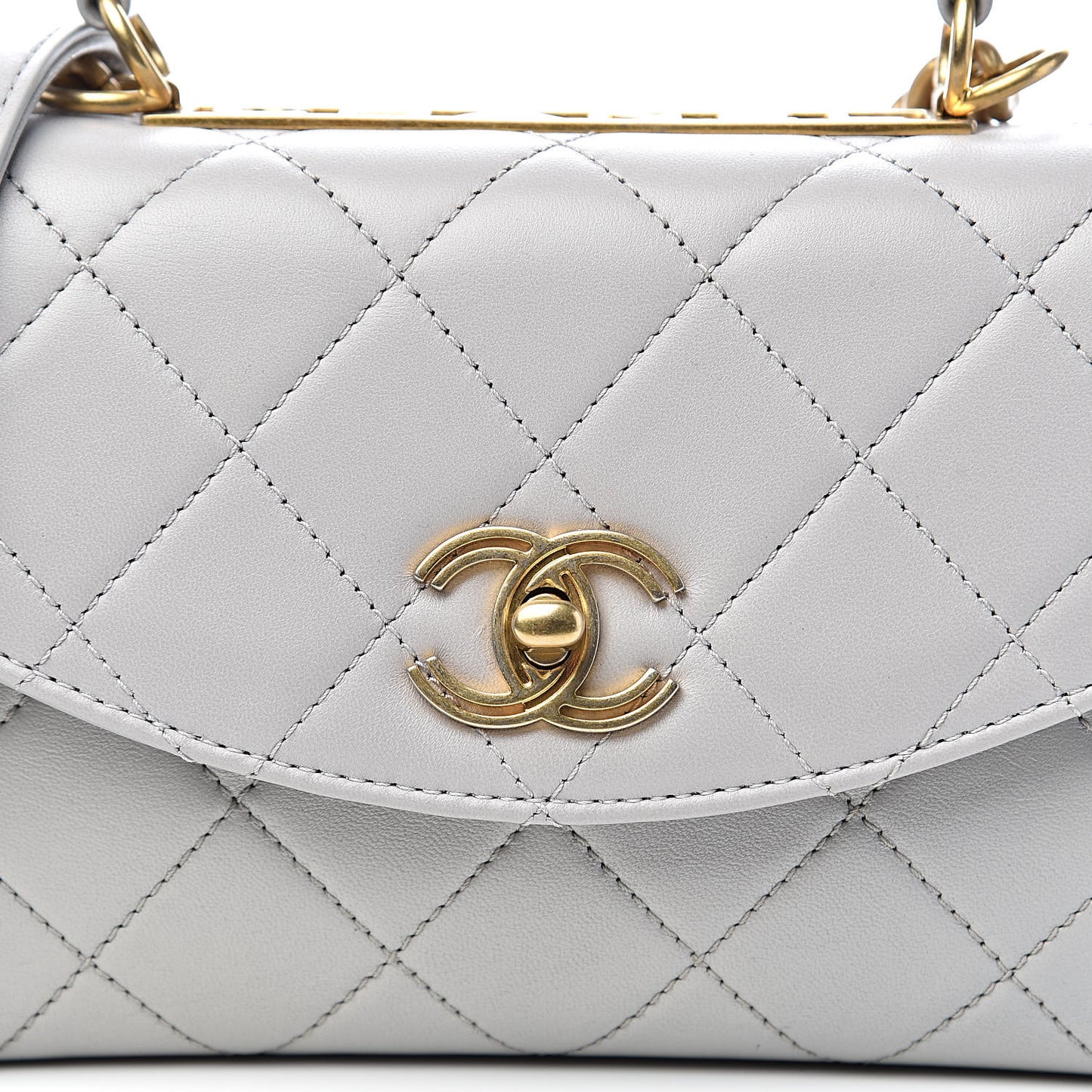 Lambskin Quilted Small Trendy Spirit Top Handle Bag Light Grey