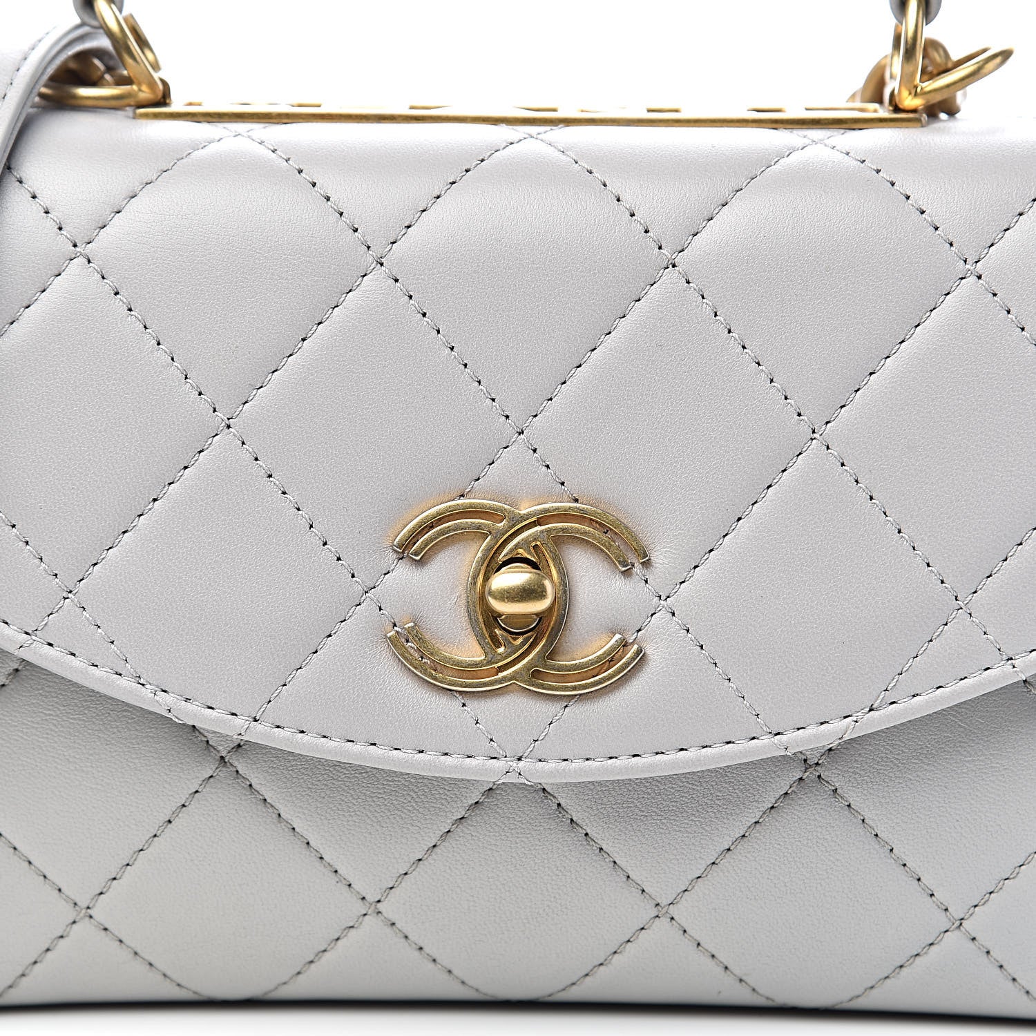 Chanel Lambskin Quilted Small Trendy Spirit Top Handle Bag Light Grey 10 of 11