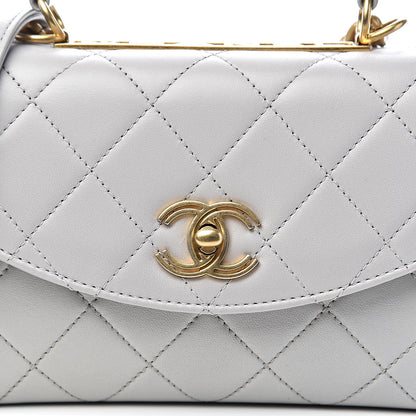 Chanel Lambskin Quilted Small Trendy Spirit Top Handle Bag Light Grey 10 of 11