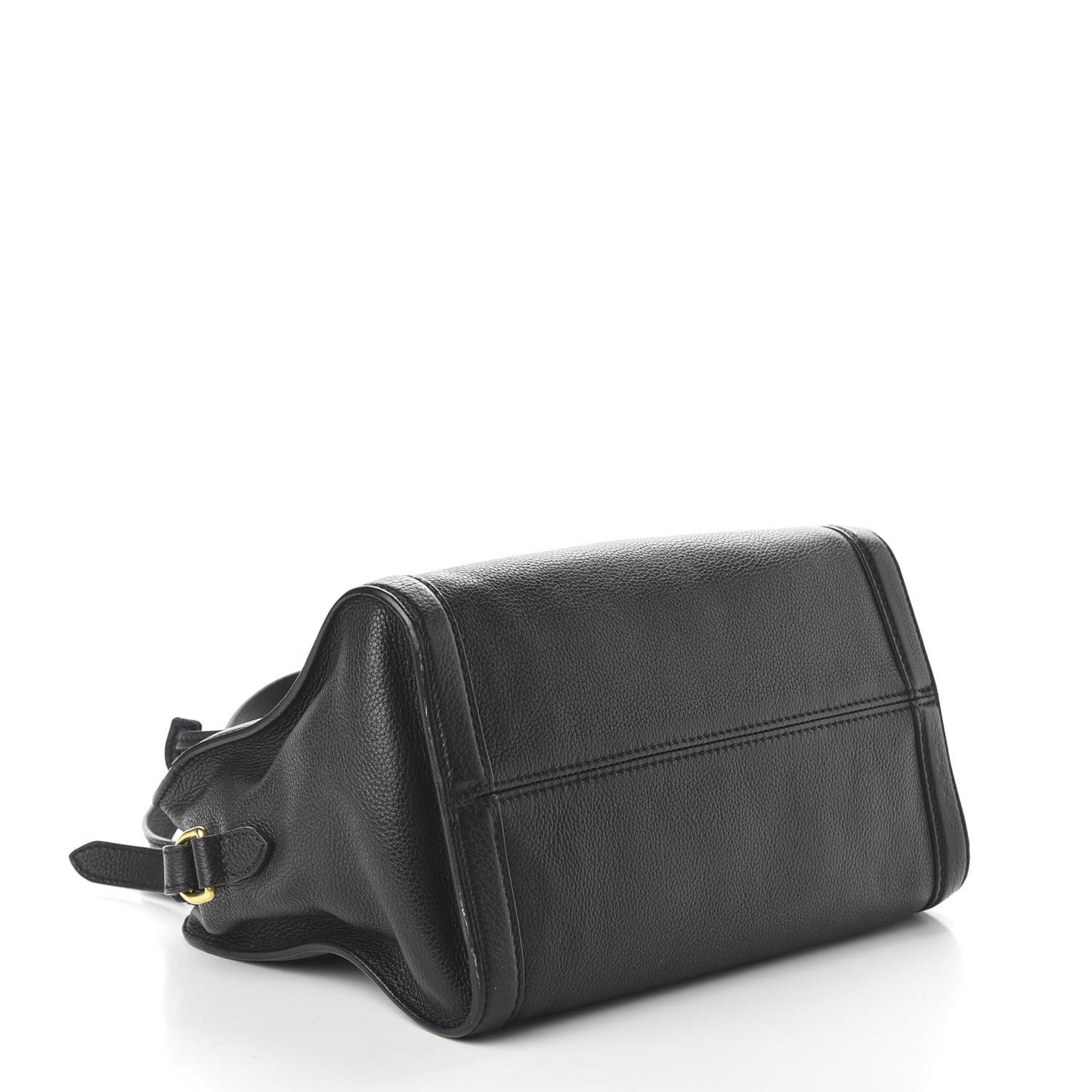 Pebbled Calfskin Small Skull Padlock Zip Around Tote Black