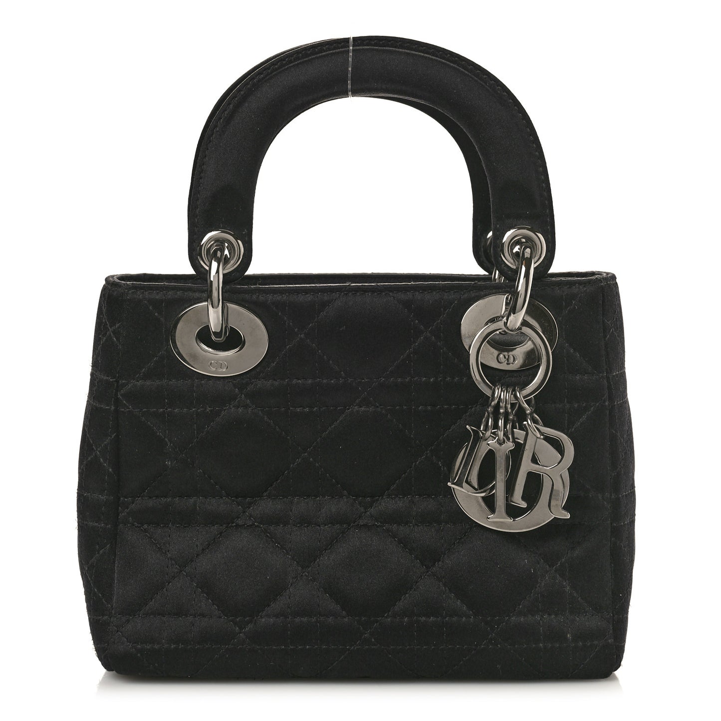 Satin Cannage Mini Lady Dior Black