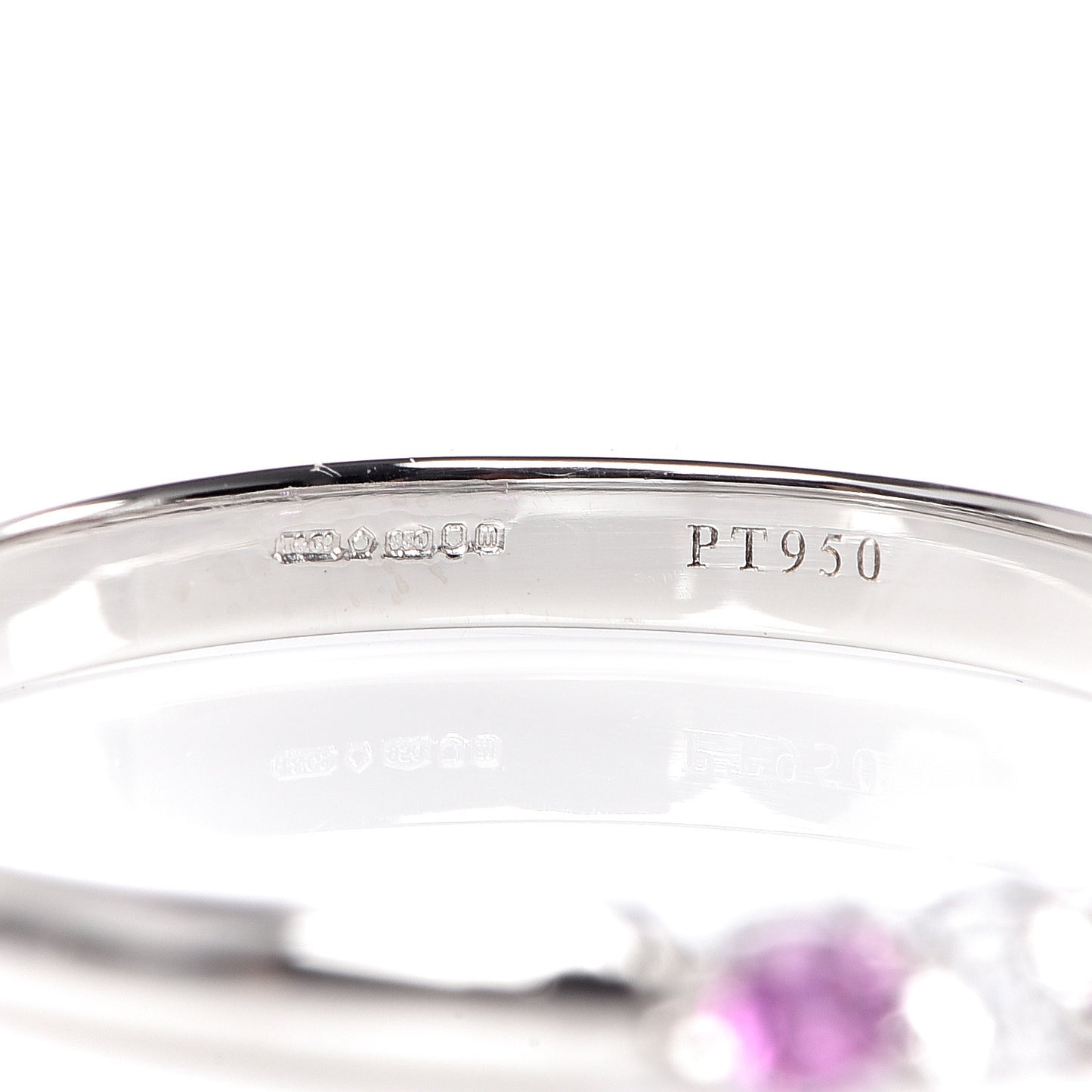 Platinum Diamond Pink Sapphire 2.2mm Embrace Half Circle Ring 53 6.5