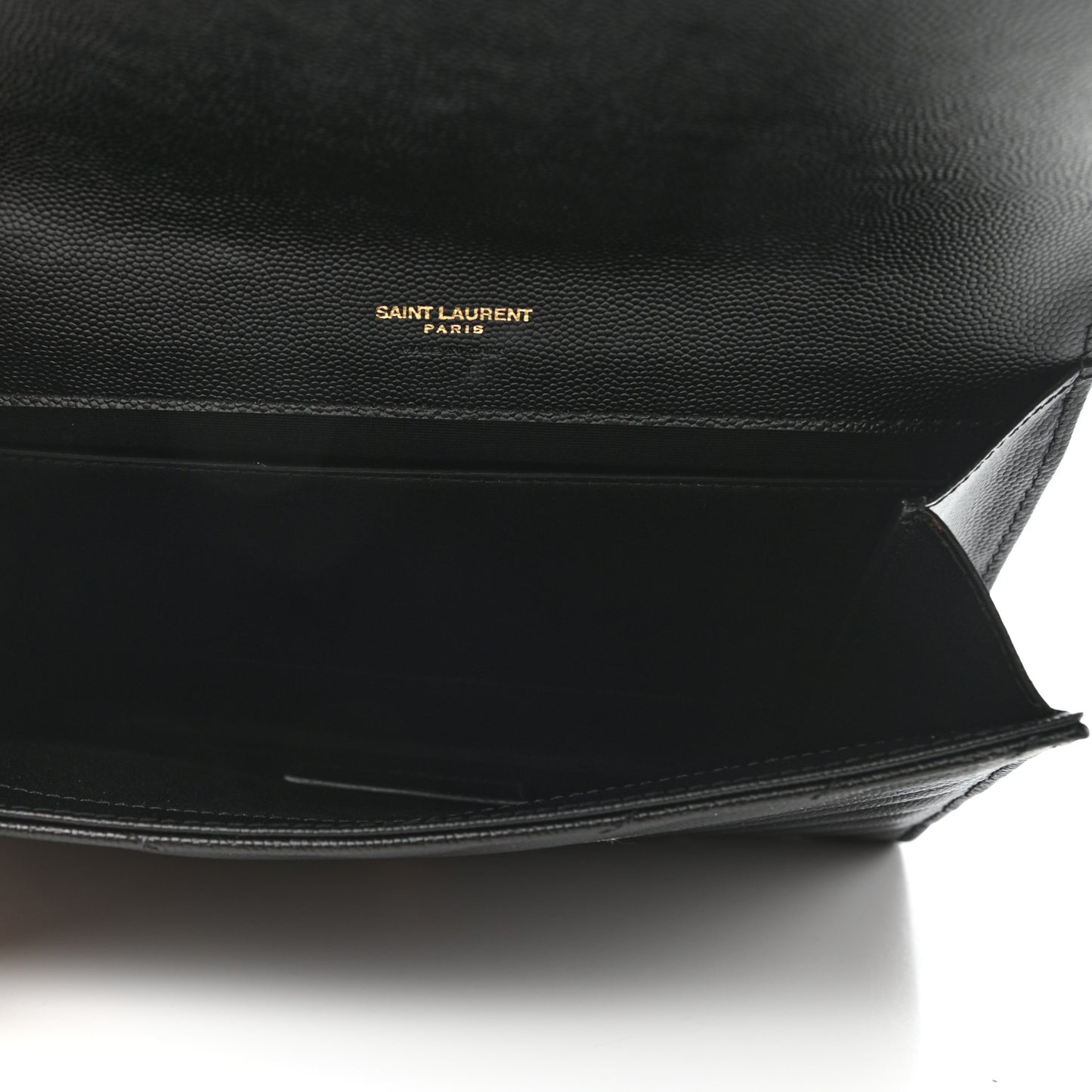 Grain De Poudre Matelasse Chevron Monogram Envelope Clutch Black