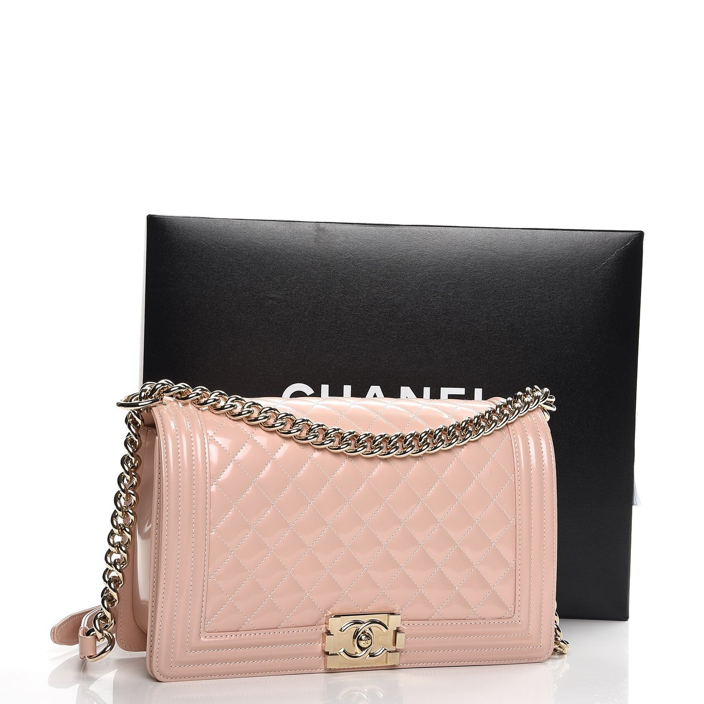 Iridescent Calfskin Quilted New Medium Boy Flap Light Pink