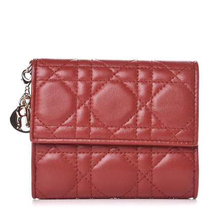 Christian Dior Lambskin Cannage Lady Dior Compact Wallet Rusty Red 1 of 9