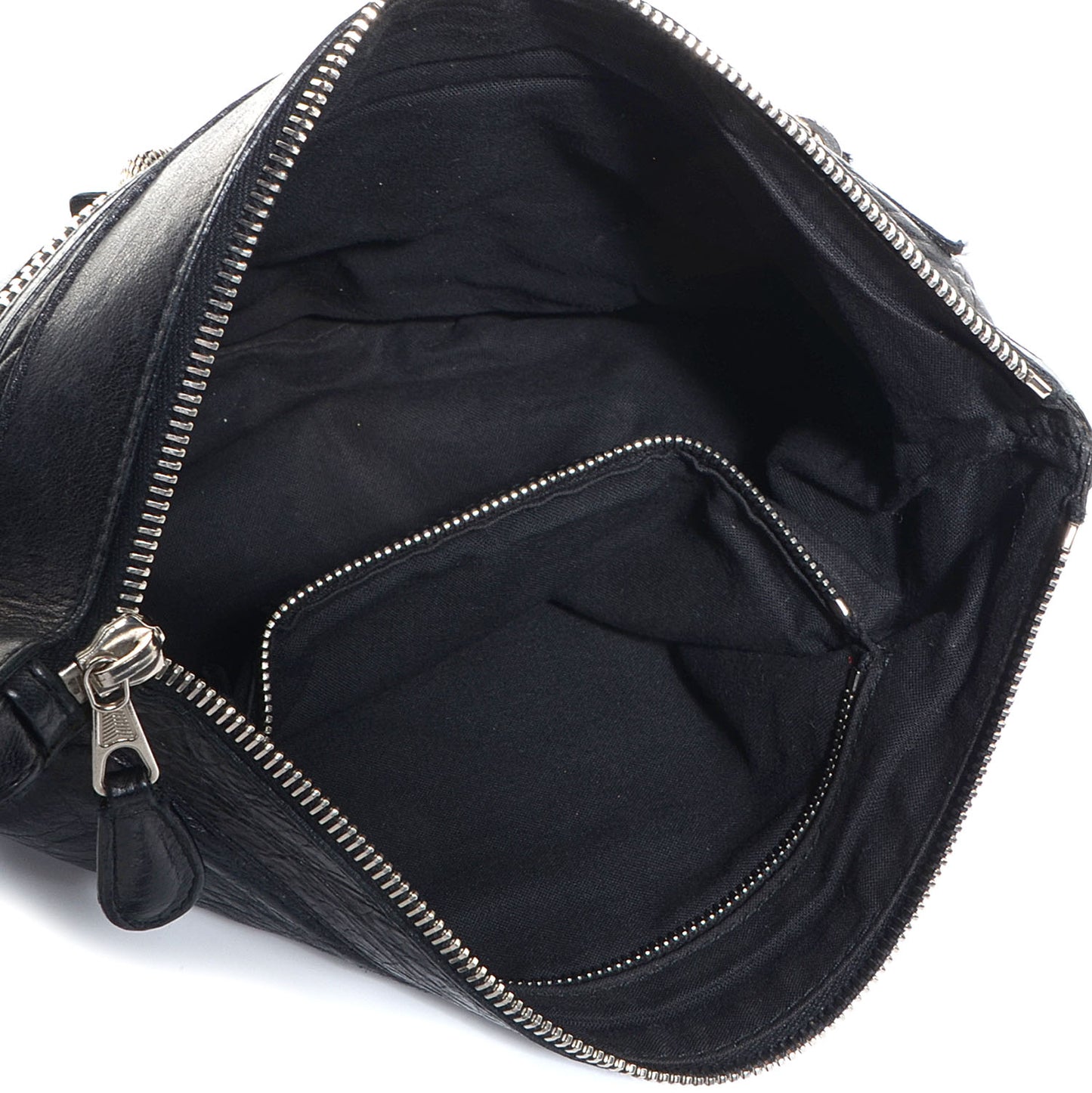 Chevre Giant 21 Silver Hardware Flat Handle Clutch Black