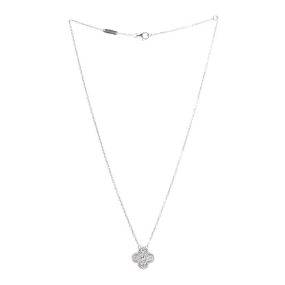 Van Cleef & Arpels 18K White Gold Diamond Vintage Alhambra Pendant Necklace 3 of 7