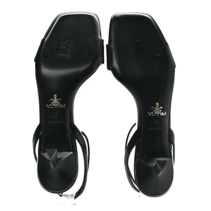 Prada Spazzolato Metal Triangle Logo Ankle Strap 55mm Sandals 37 Black 5 of 8