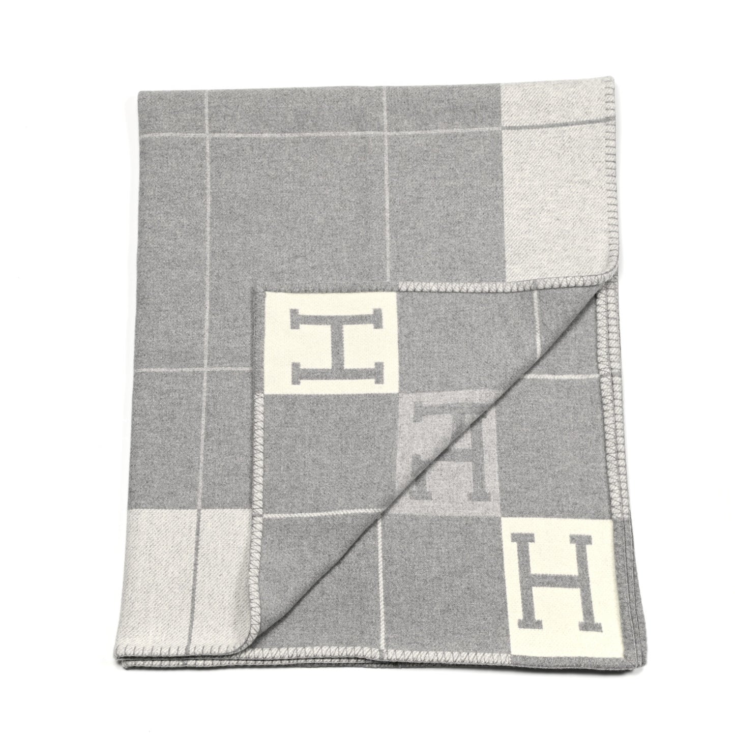 Wool Cashmere Avalon III Blanket Ecru Gris Clair