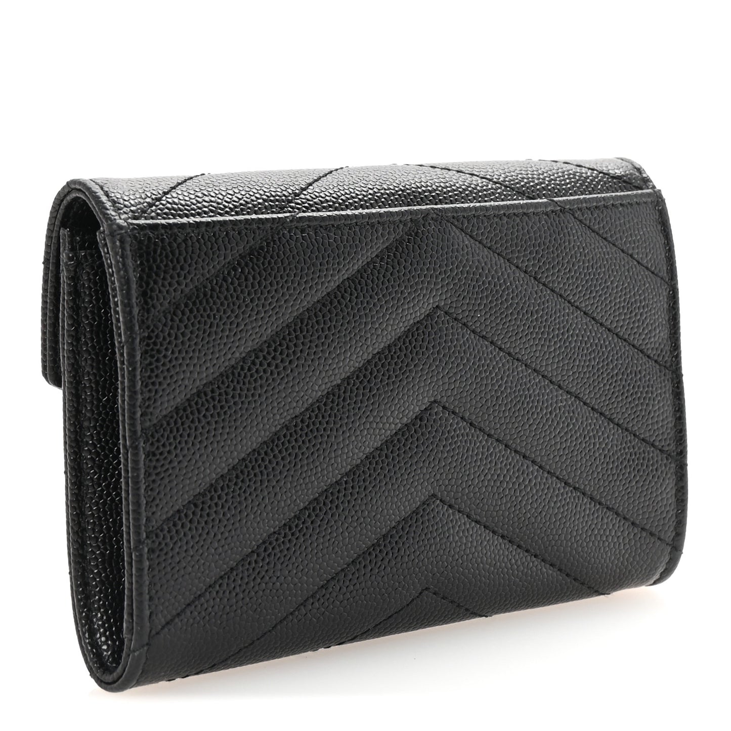 Grain De Poudre Matelasse Chevron Small Monogram Envelope Wallet Black