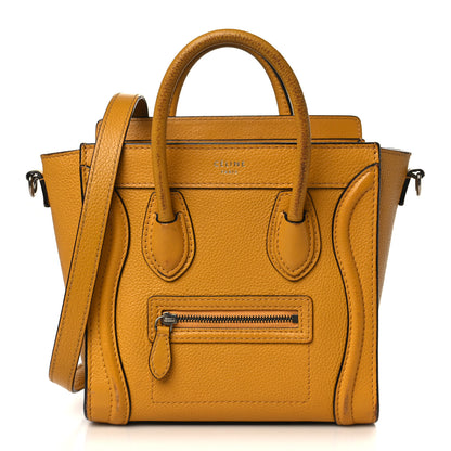 Celine Drummed Calfskin Nano Luggage Ocre 1 of 17