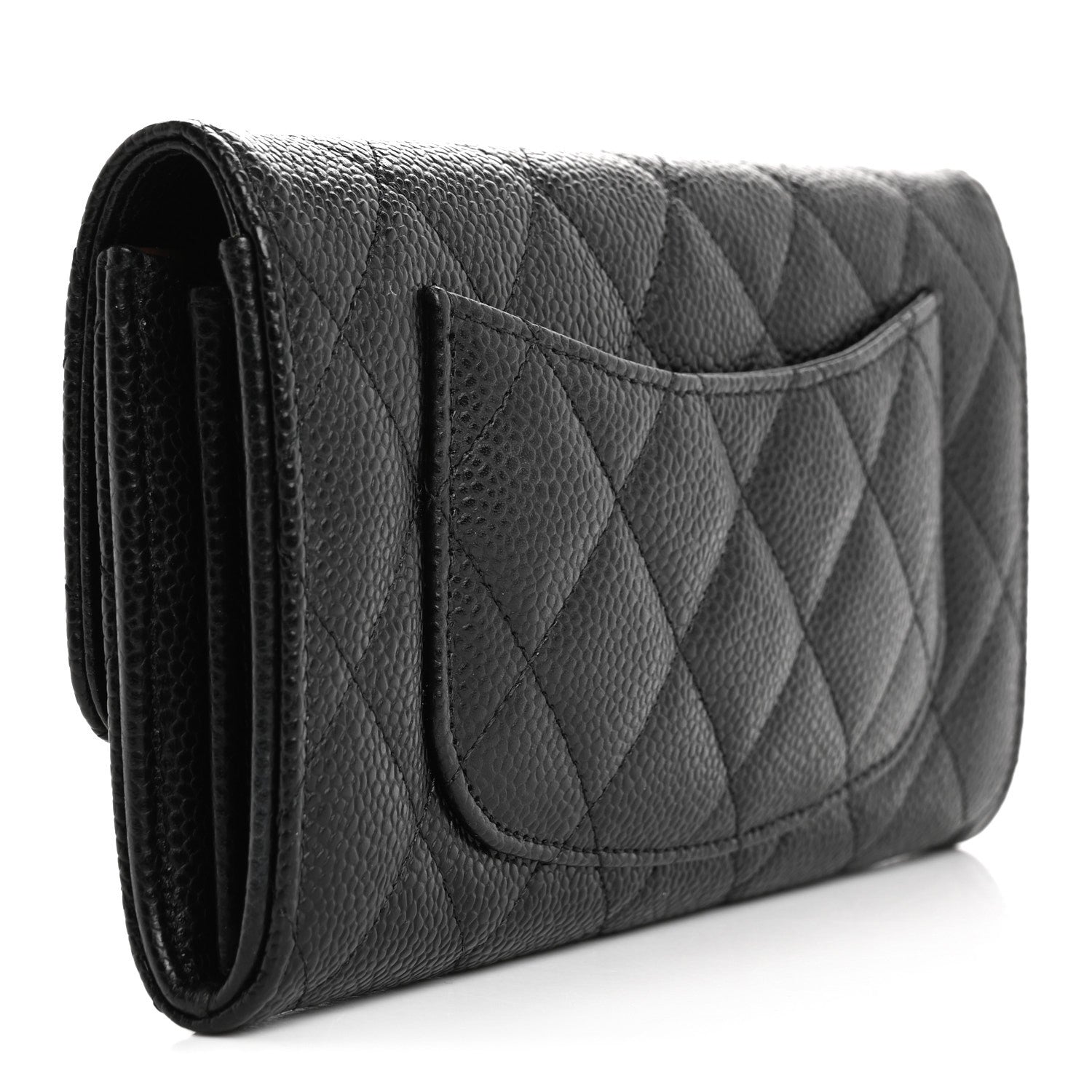 Chanel Caviar Quilted Large Gusset Flap Wallet Black 3 of 10