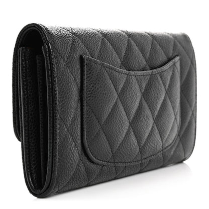 Chanel Caviar Quilted Large Gusset Flap Wallet Black 3 of 10