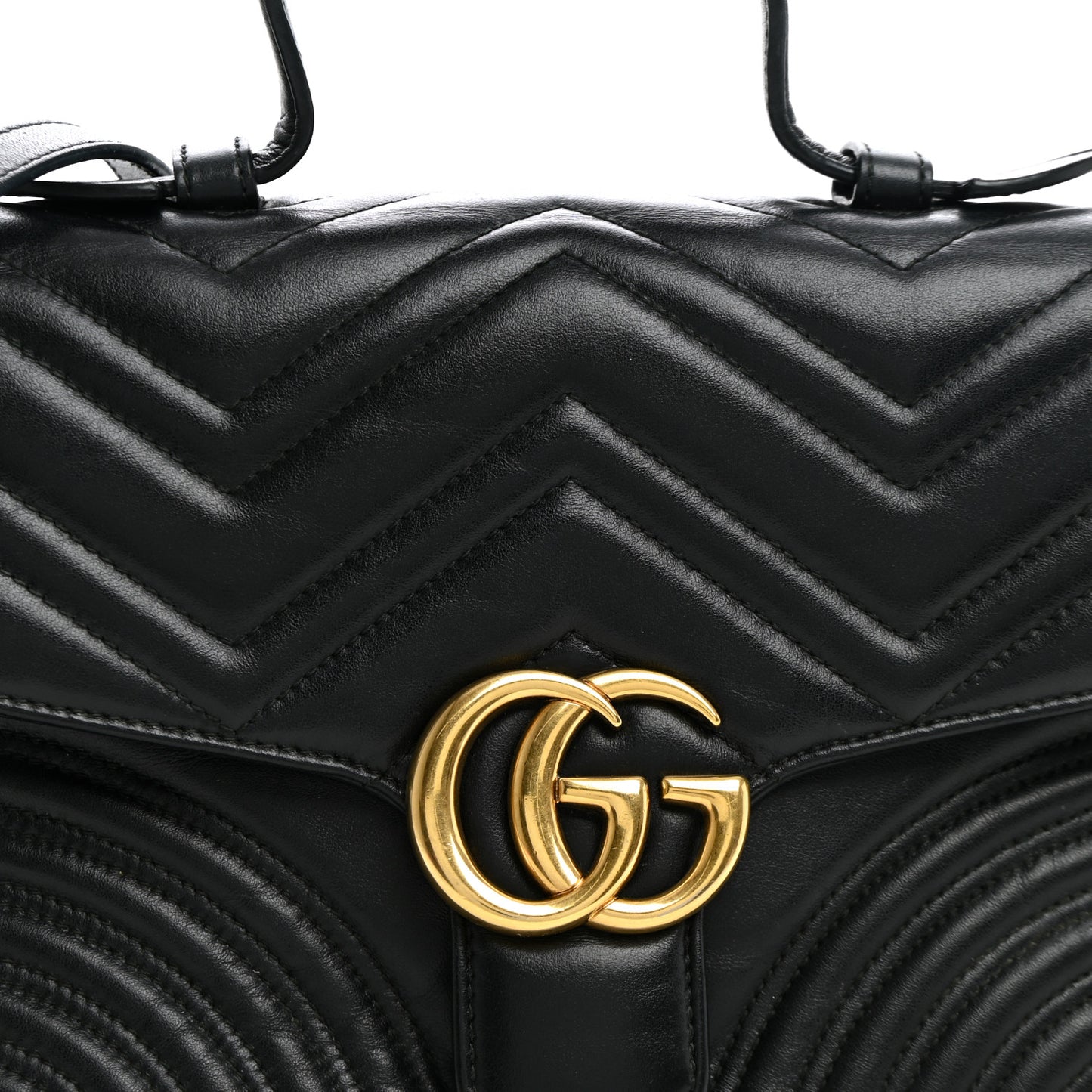 Calfskin Matelasse Small GG Marmont Top Handle Black