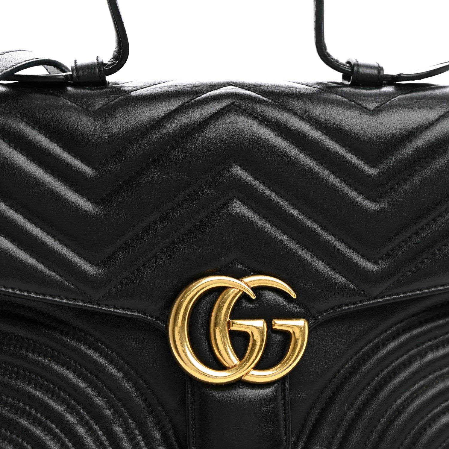 Gucci Calfskin Matelasse Small GG Marmont Top Handle Black 7 of 9