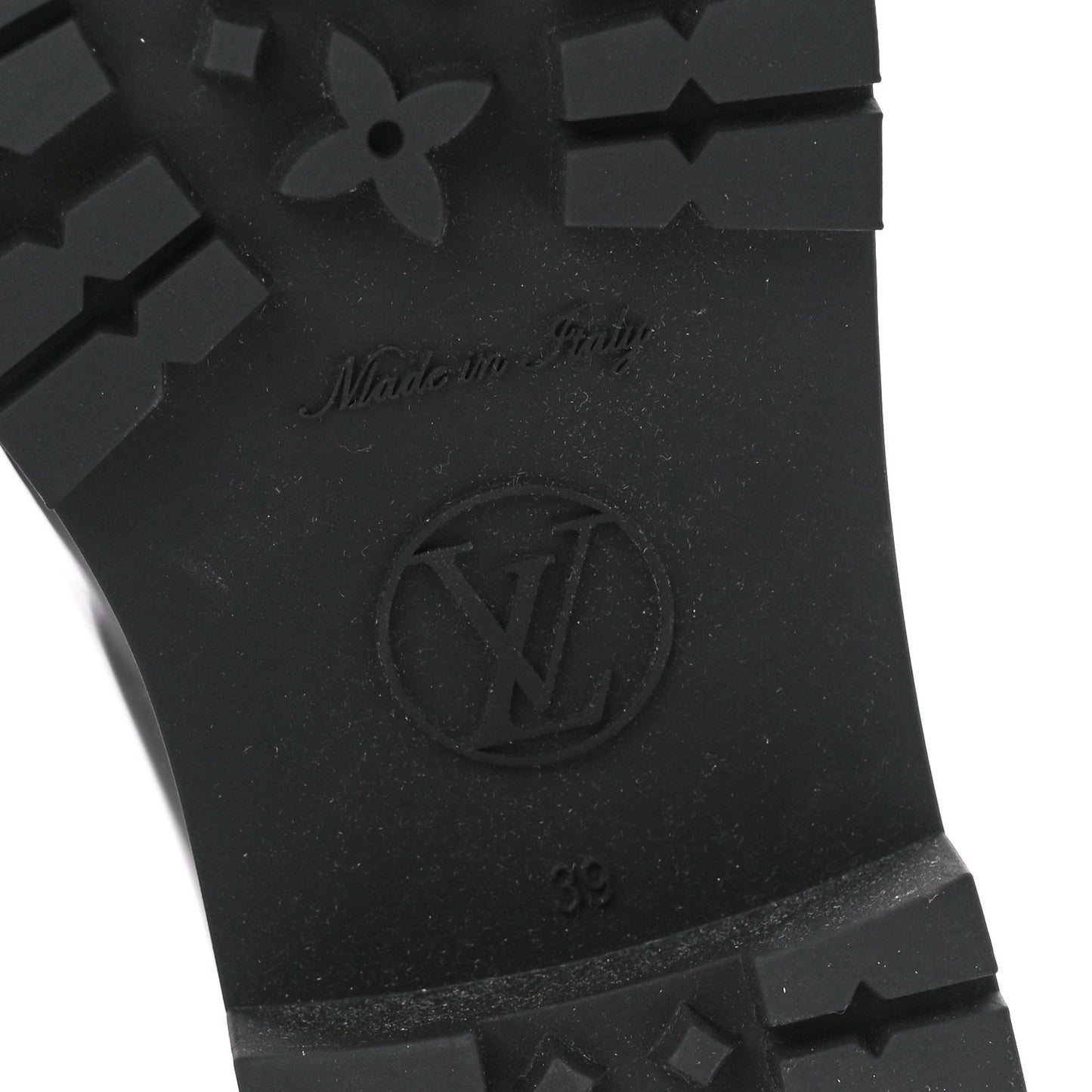 Rubber Embossed Monogram Drops Flat Half Boots 39 Black