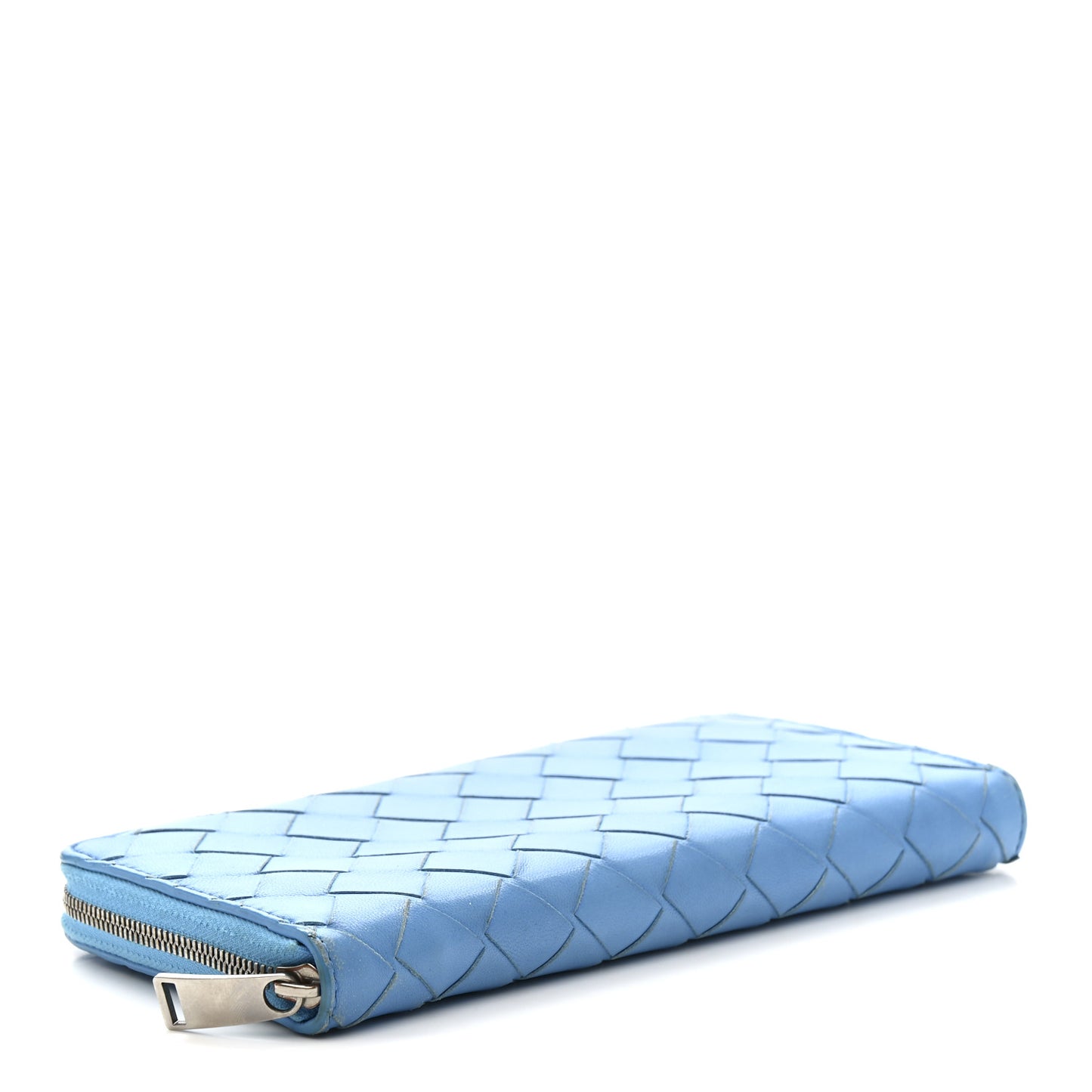 Nappa Intrecciato Zip Around Wallet Sky Blue