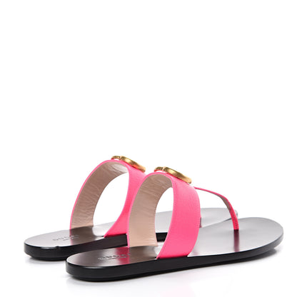 Gucci Calfskin GG Marmont Thong Sandals 37 Fuxia Fluo 4 of 11