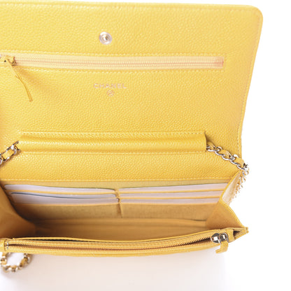 Chanel Caviar Quilted Wallet on Chain WOC Yellow 5 of 10