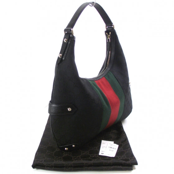 Gucci Monogram Large Horsebit Web Hobo Black 3 of 10