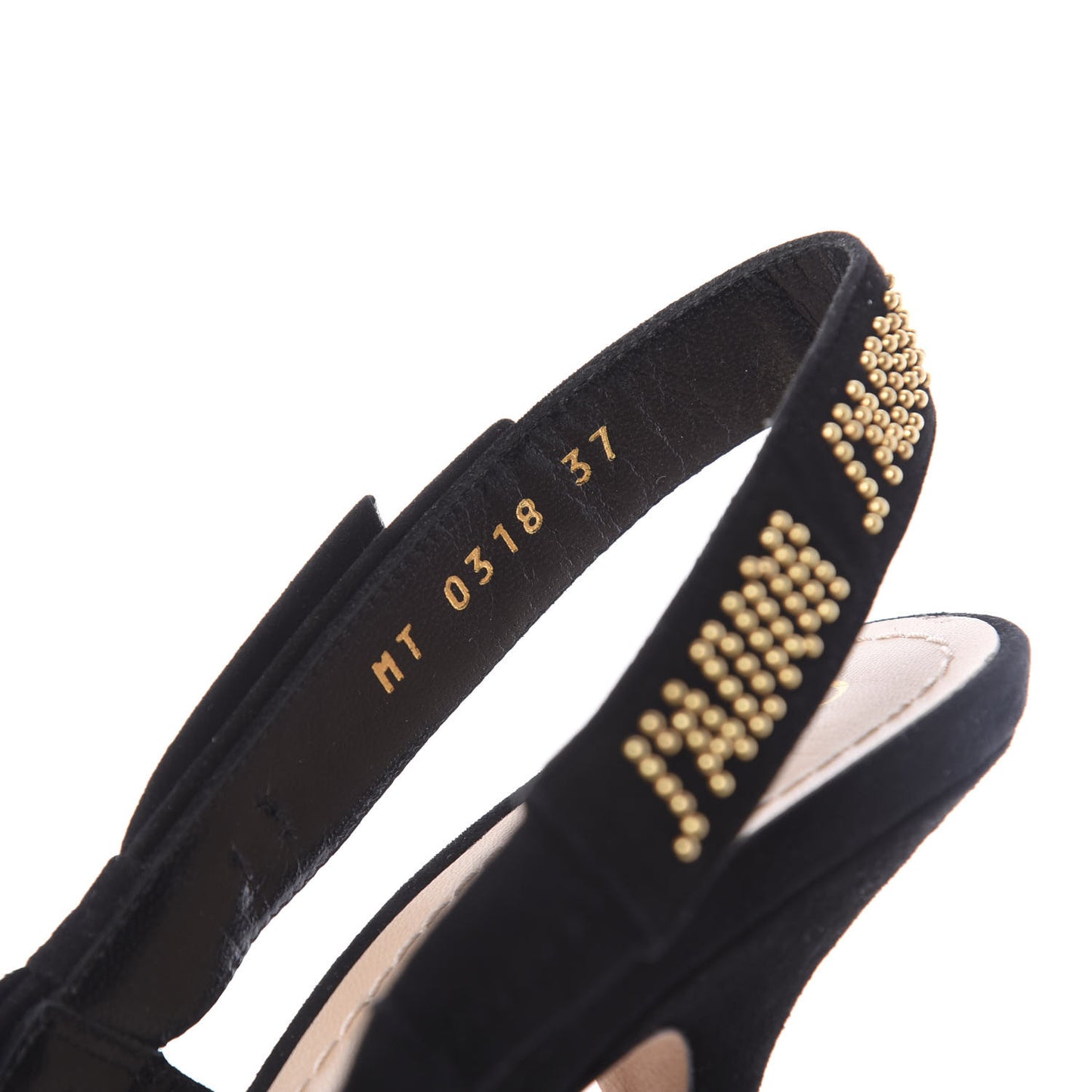 Mesh Plumetis Suede Dotted Studded J'Adoir Slingback 100mm Pumps 37 Black Gold
