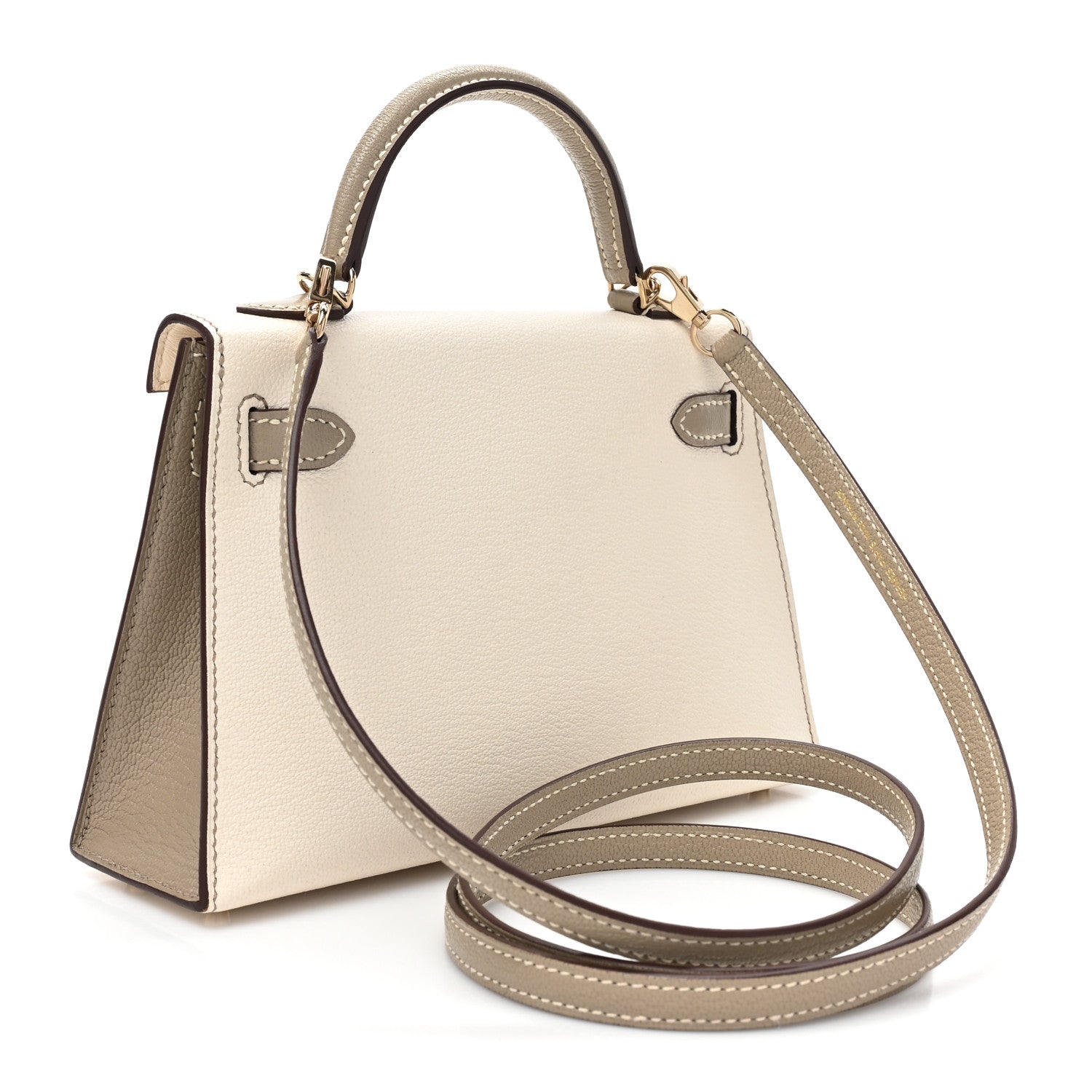 Hermes Chevre Mysore Horseshoe Mini Kelly Sellier 20 Craie Gris Tourterelle 4 of 13