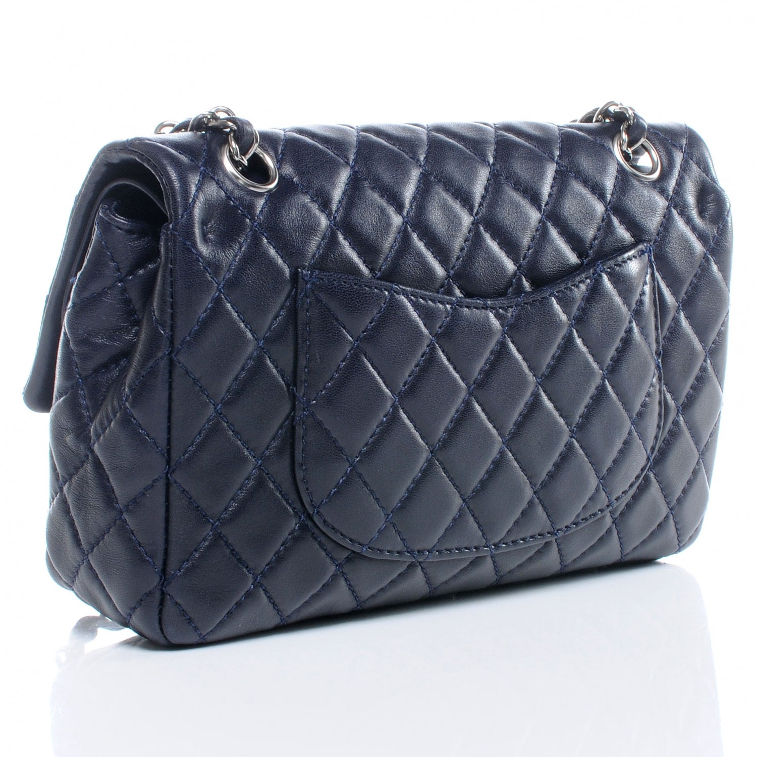 Chanel Lambskin Medium Double Flap Navy 3 of 8