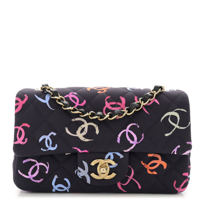 Chanel Printed Fabric Quilted Mini Rectangular Flap Black Pink Blue Yellow Orange 1 of 10