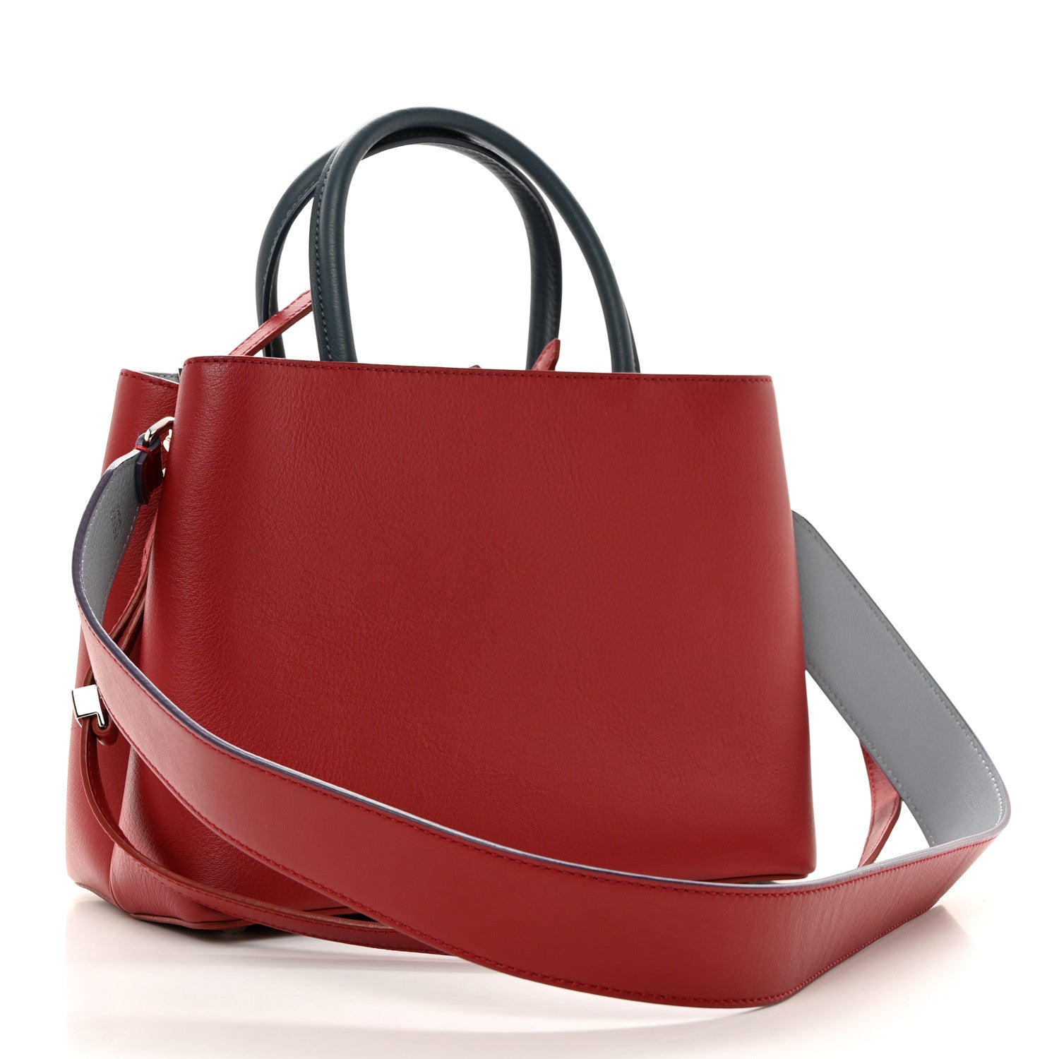 Fendi Vitello Dolce Fox Mink Crystal Bi-Color Monster Mirror Charm Petite 2Jours Tote Ribes 3 of 13